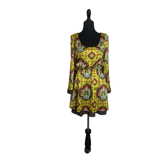Judith March yellow floral vintage boho mini dress size small - Picture 9 of 14